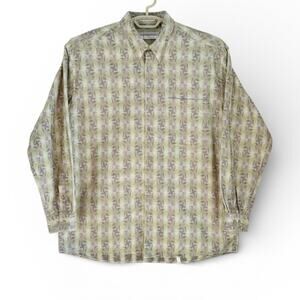 Jhane Barnes Vintage Men’s Abstract Luxury Cotton Shirt SNAP COLLAR Size Large